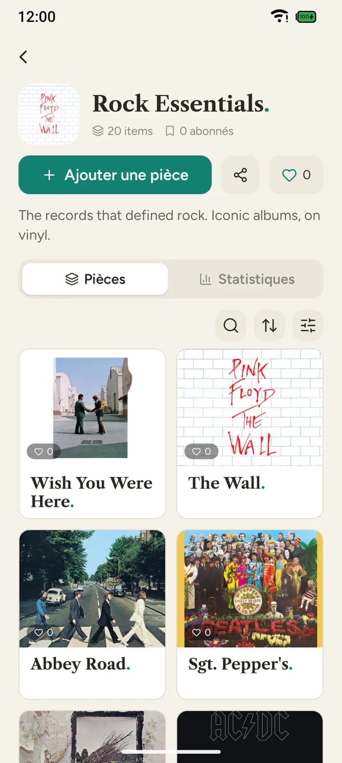 The Kollect app: a collection detail