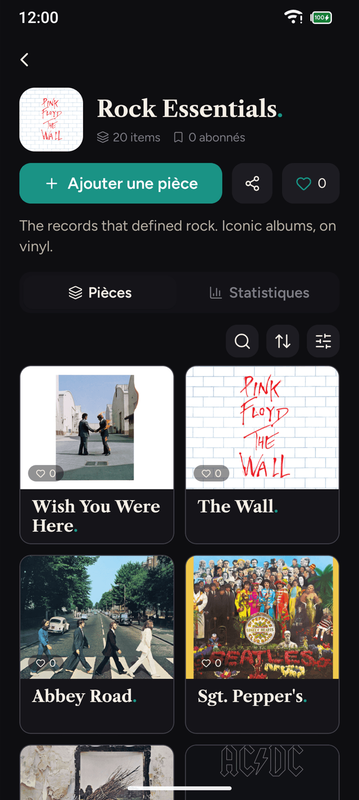 L'app Kollect : le détail d'une collection