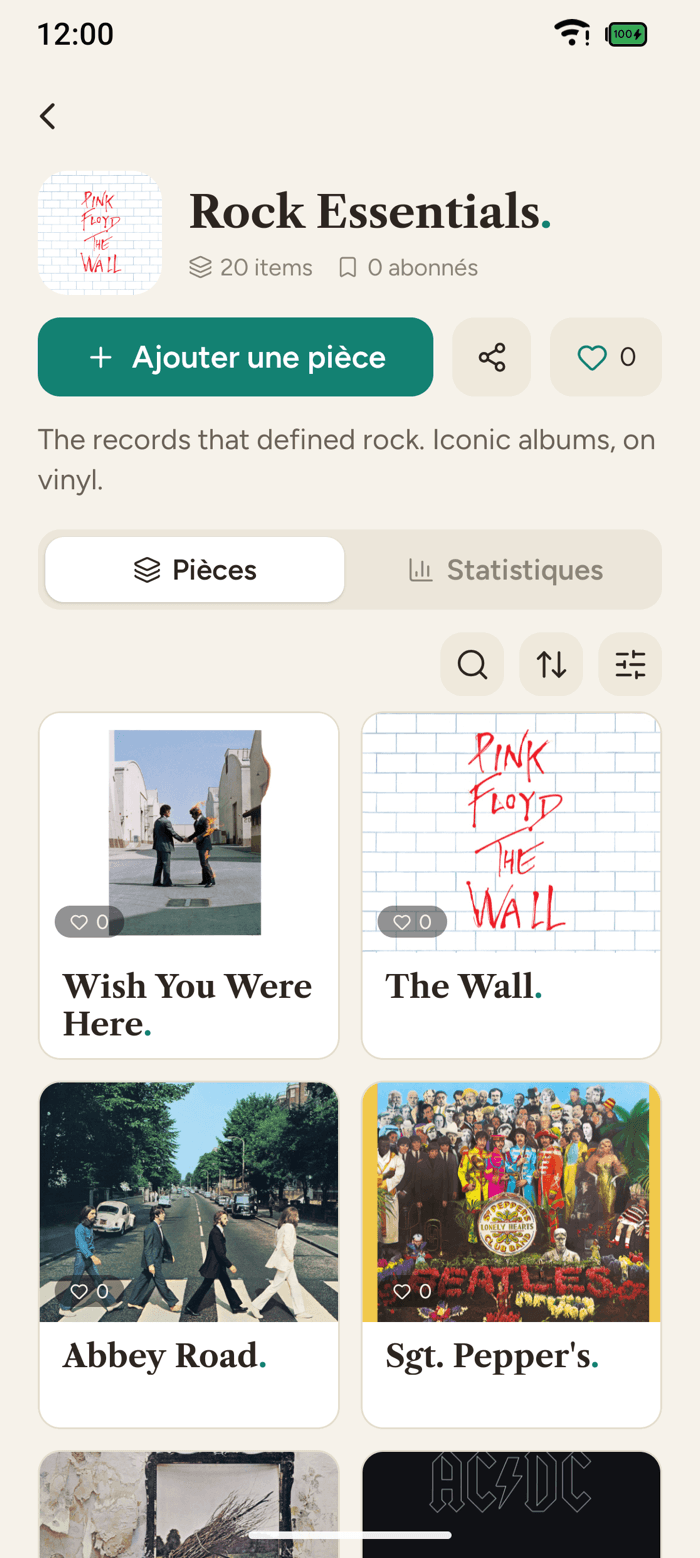 L'app Kollect : le détail d'une collection