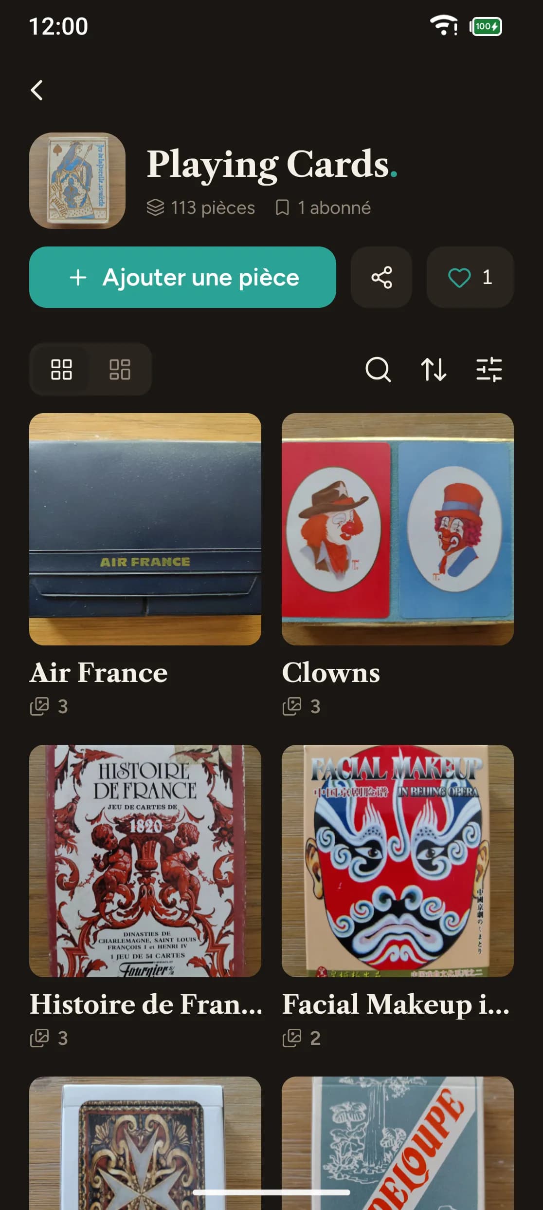 The Kollect app: a collection detail