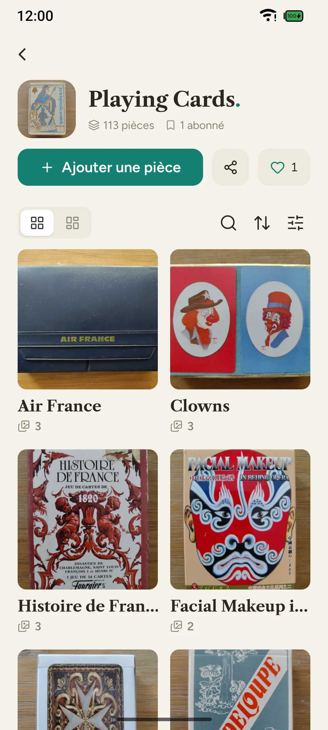 The Kollect app: a collection detail