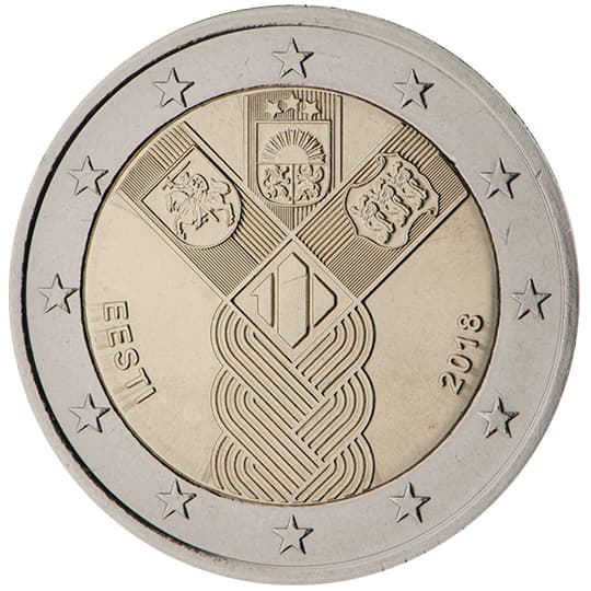 Estonia 2018: Estonia, Latvia and Lithuania jointly issued a commemorative euro coin with a common design in 2018, celebrating the establishment of the States of Estonia and Latvia and the re-establi…
